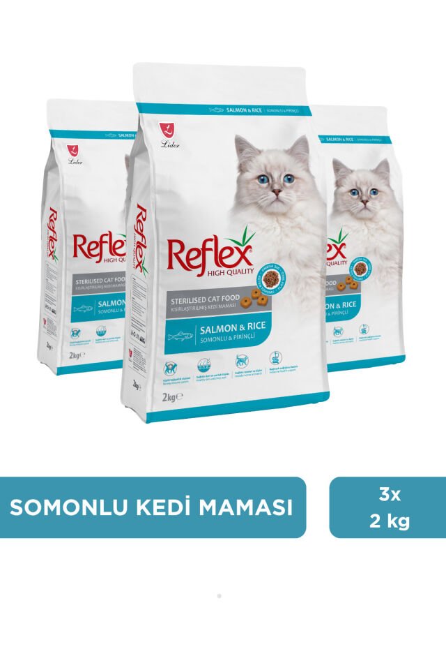 Kısırlaştırılmış / Sterilised Somonlu ve Pirinçli Kedi Maması 2 kg x 3