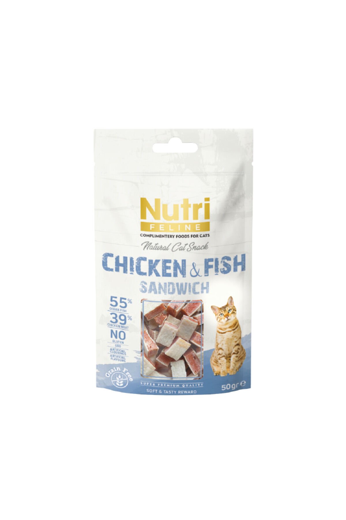Feline Chicken / Fish Sandwich Tahılsız Kedi Ödülü 50 Gr
