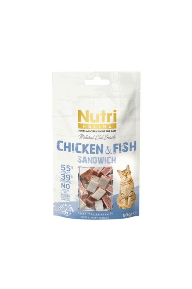 Feline Chicken / Fish Sandwich Tahılsız Kedi Ödülü 50 Gr