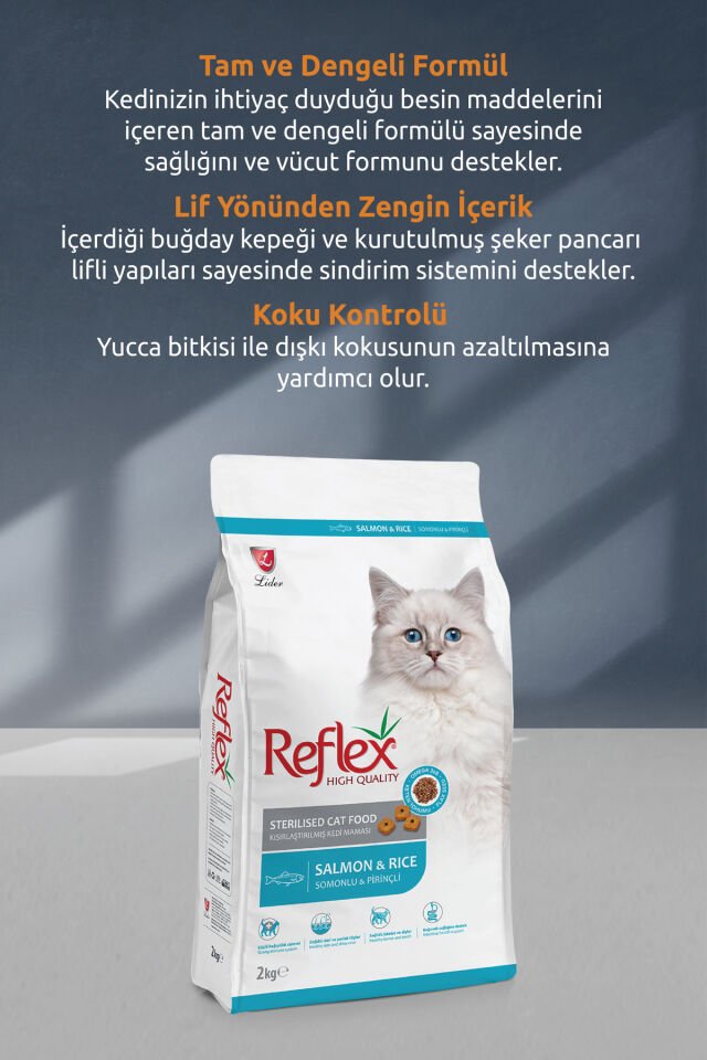 Kısırlaştırılmış / Sterilised Somonlu ve Pirinçli Kedi Maması 2 kg