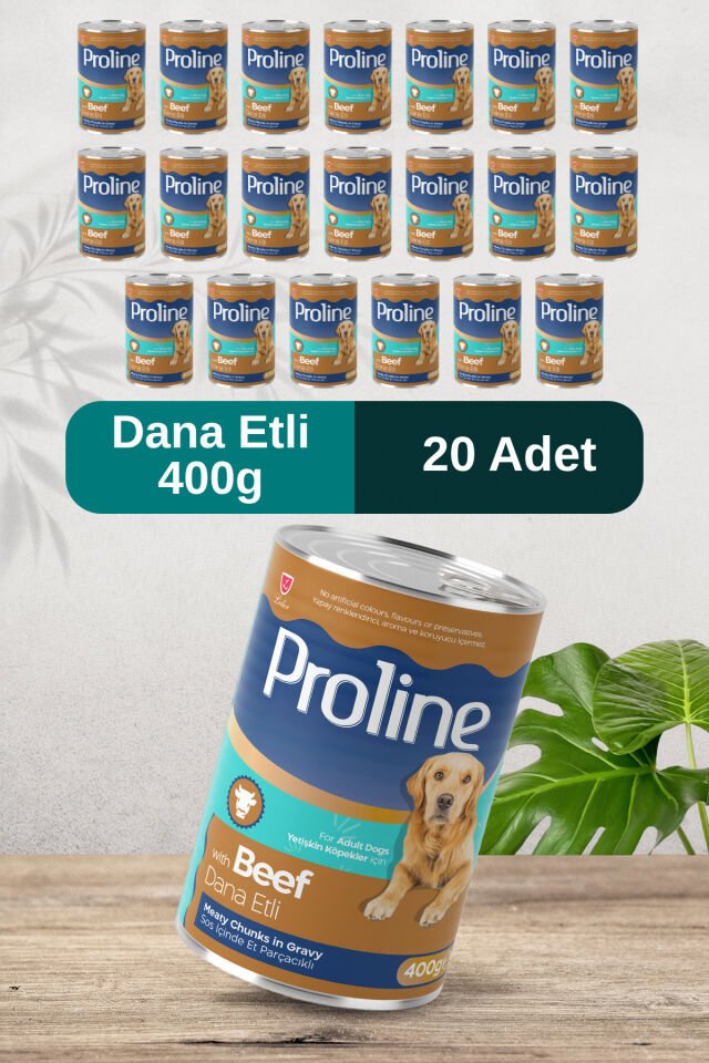 Proline Dana Etli Sos İçinde Et Parçacıklı Köpek Konservesi 400g x 20 Adet