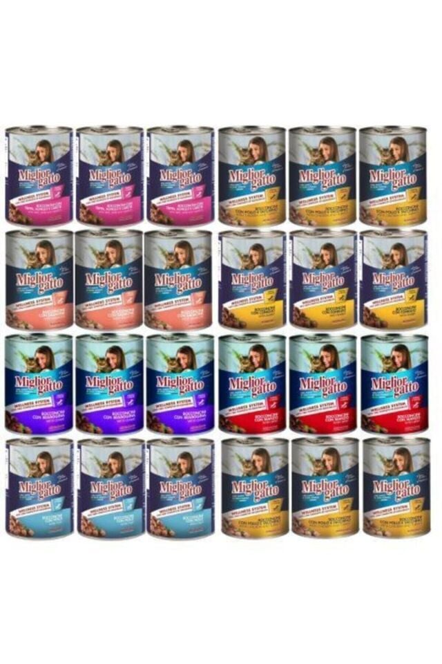 Miglior Karışık Konserve Kedi Maması 24 Adet 405 gr Kedi Konservesi Yaş Kedi Maması