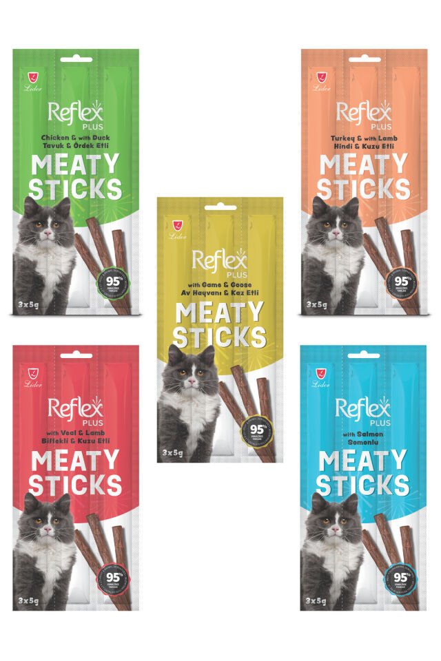 5 Paket (3x5gr) Stick Kedi Ödül Maması 5 Farklı Lezzet Kedi Ödül Çubuğu Set