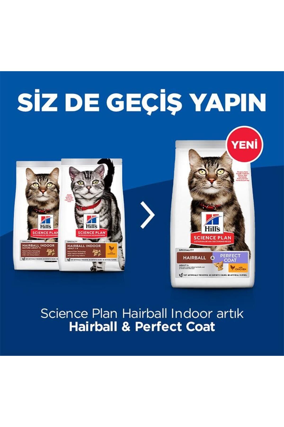 SCIENCE PLAN Tüy Yumağı Önleyici Mükemmel Tüyler için Tavuklu Yetişkin Kedi Maması 1,5 Kg